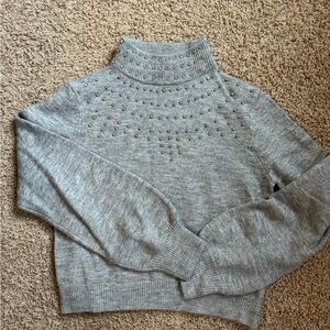 Rhinestone funnel neck sweater